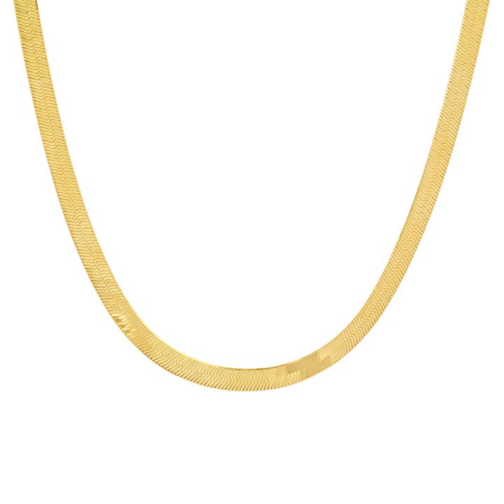 WIDE HERRINGBONE NECKLACE, 14kt GOLD for wholesale by JEN HANSEN