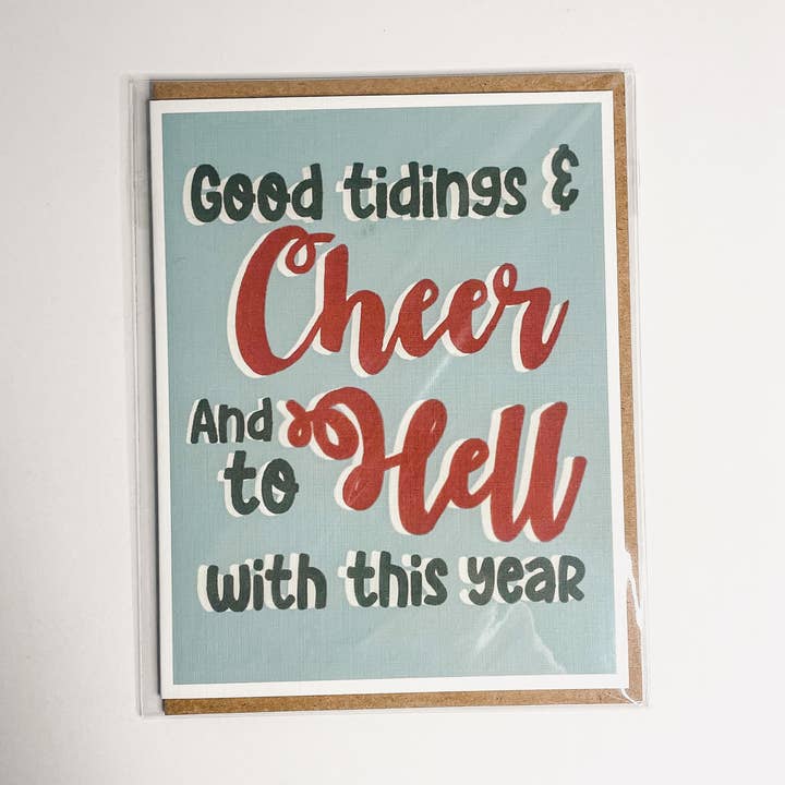 Good Tidings and Cheer - A2 Greeting Card - Blank Inside for wholesale by Dumblebunny Crafts