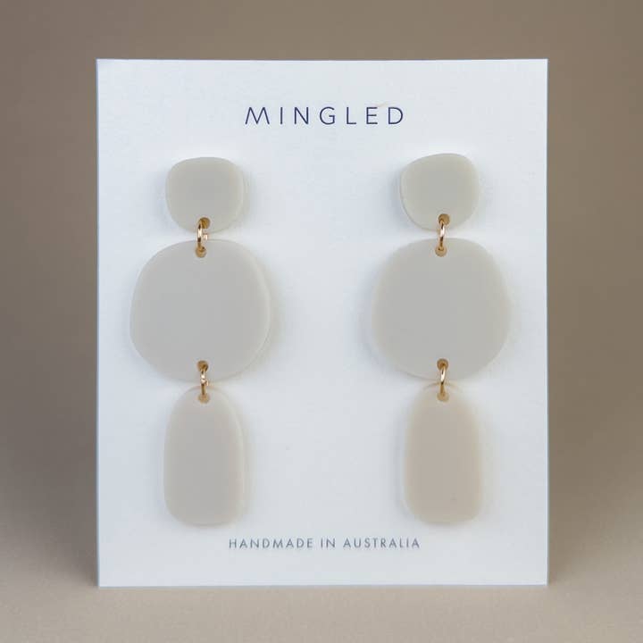 Petra | Statement Earrings - Ivory Beige for wholesale by Mingled