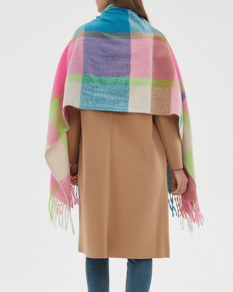 HIDDENBRAND - Wholesale Scarf - Women's - Soft cozy color block fringe scarf wrap11