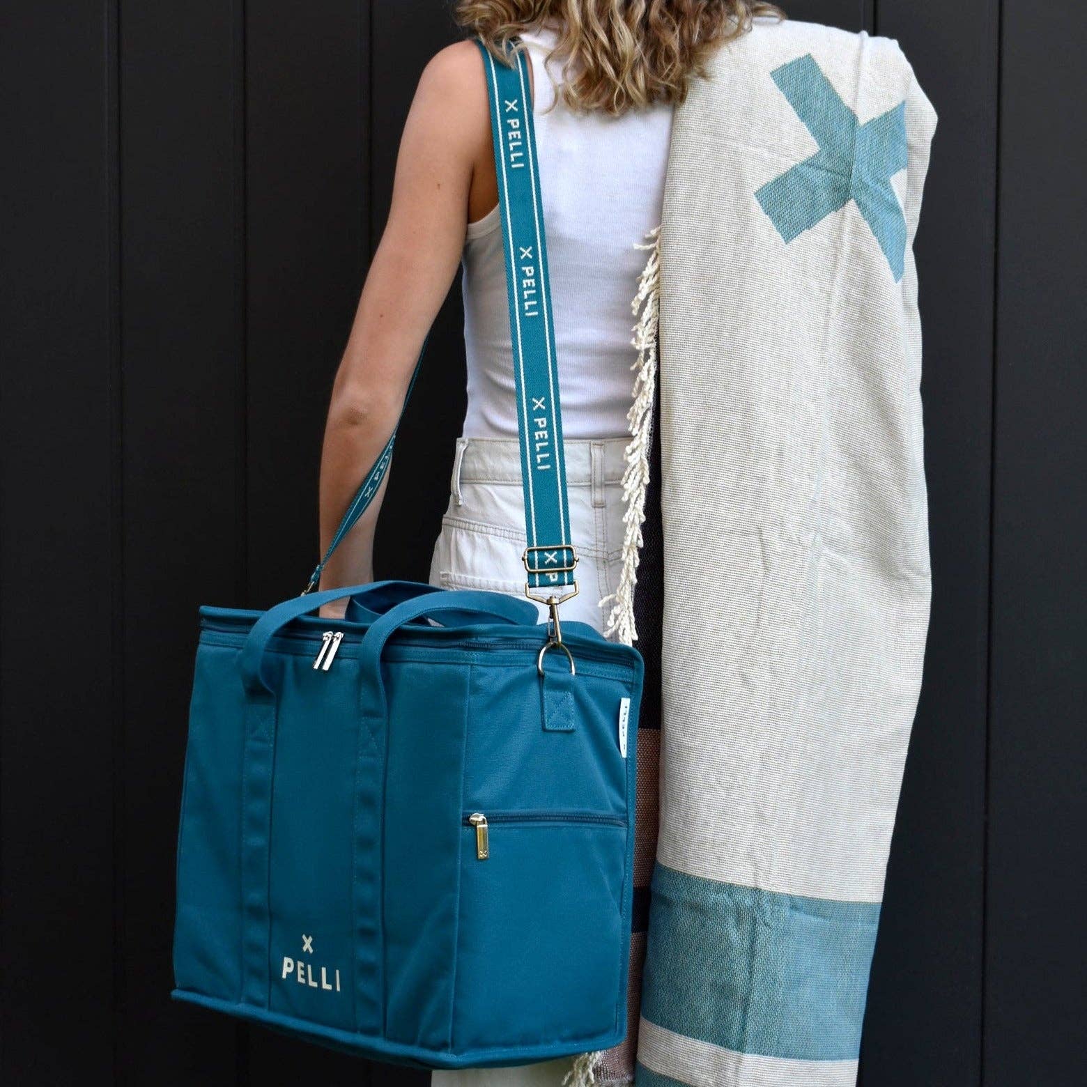 Chill Homie Crossbody -  Canvas Large Cooler Bag with Shoulder Strap in Dark Teal Blue for wholesale on Faire3