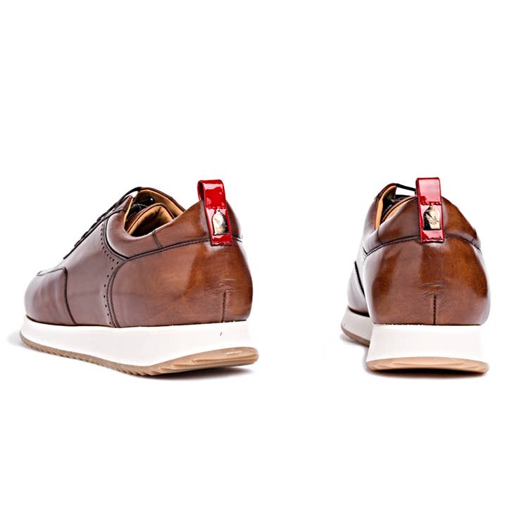 THE BARON’S CAGE - Wholesale Lifestyle Sneakers - Men's - Brown Hand Painted Leather Sneakers: Mr Allan2