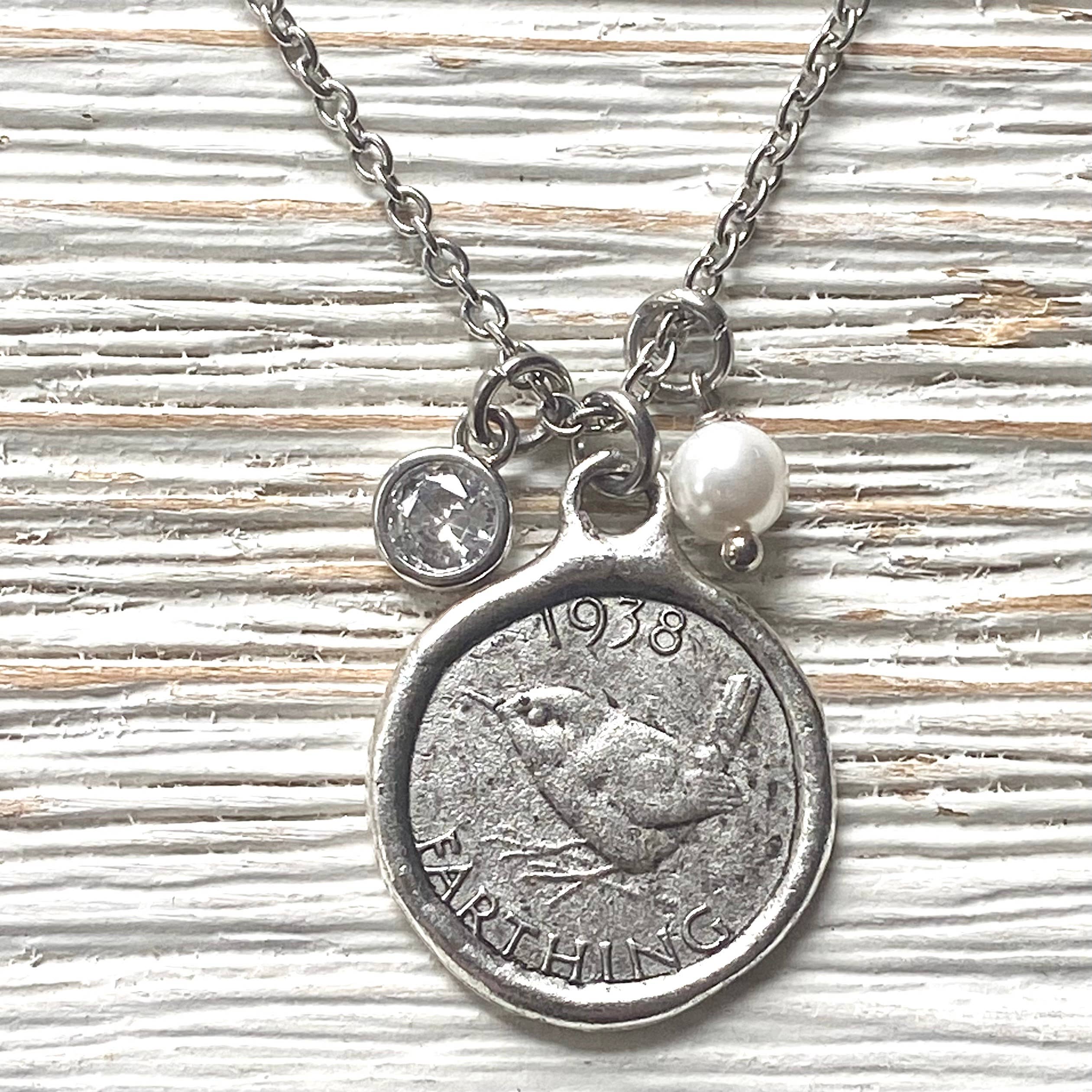 VB&CO Designs Handmade Jewelry - Wholesale Pendant/Charm Necklace - English farthing coin necklace silver England royal family0