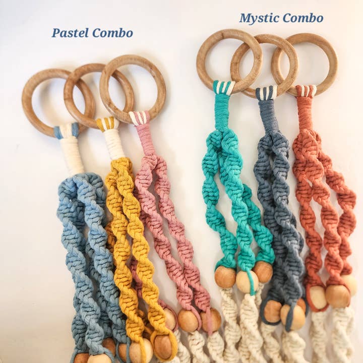 Handmade By Uruba - Wholesale Hangende plantenbak - Tweekleurige plantenhanger met kralen voor gebruik binnen en buiten