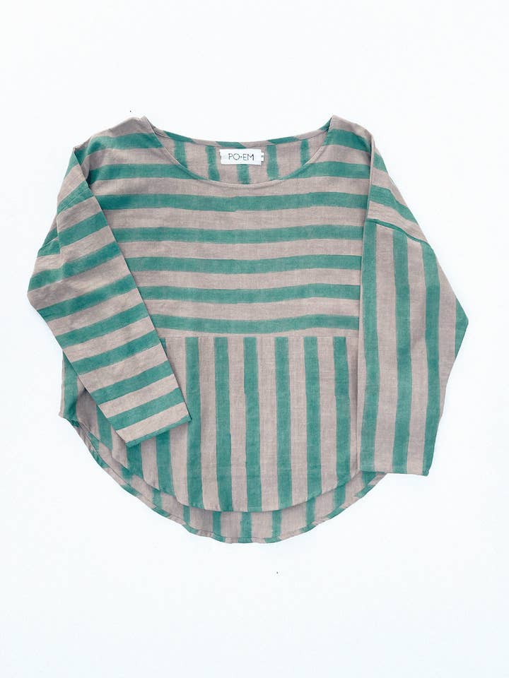 Flowy Sera Top in Sea Stripe Natural Dye for wholesale by PO-EM