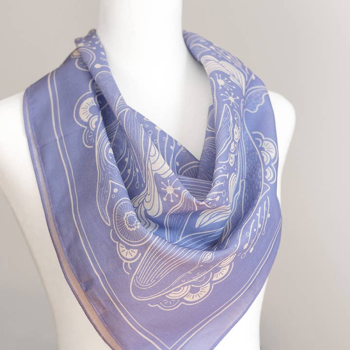 sol&mar art co. - Wholesale Bandana - Unisex - Whale, and the Ocean Bandana Scarf (Violet)3