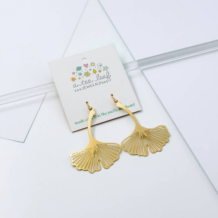 A Tea Leaf Jewelry - Wholesale Dangle Earrings - Ginkgo Leaf Earrings