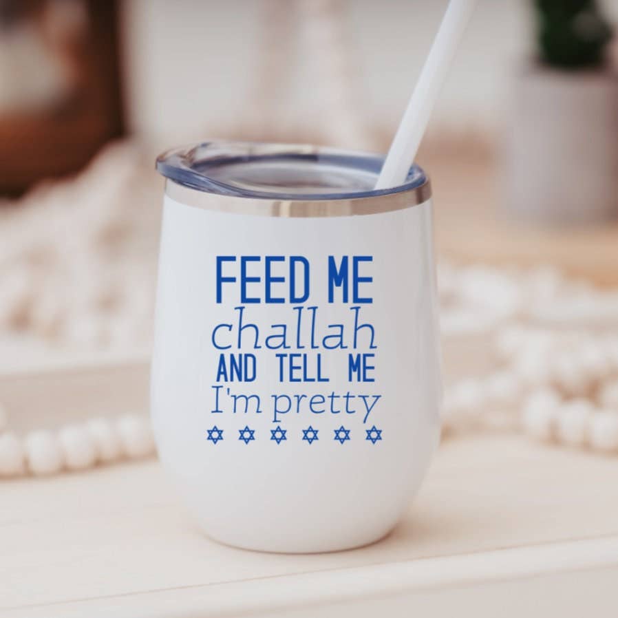 Salt Sparkle Shalom - Wholesale Insulated Mug/Tumbler - Feed Me Challah Insulated Wine Tumbler0
