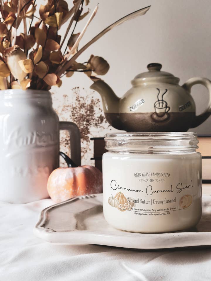 Cinnamon Caramel Swirl - Wood Wick Candle | Autumn Decor for wholesale by Dark Horse Handcrafted