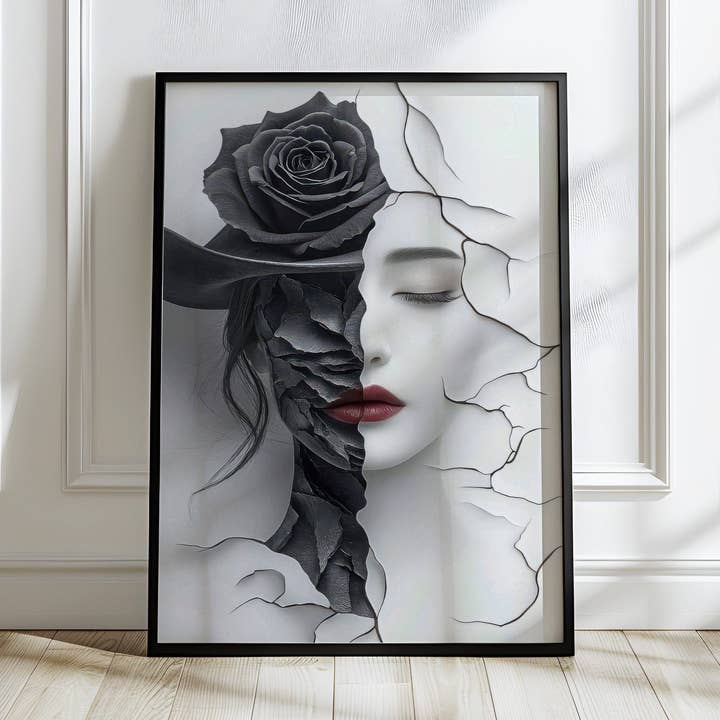 Grazia Eclissata | Stampa d'Arte Astratta Donna Rosa Nera per la vendita all'ingrosso da parte di Belter Prints