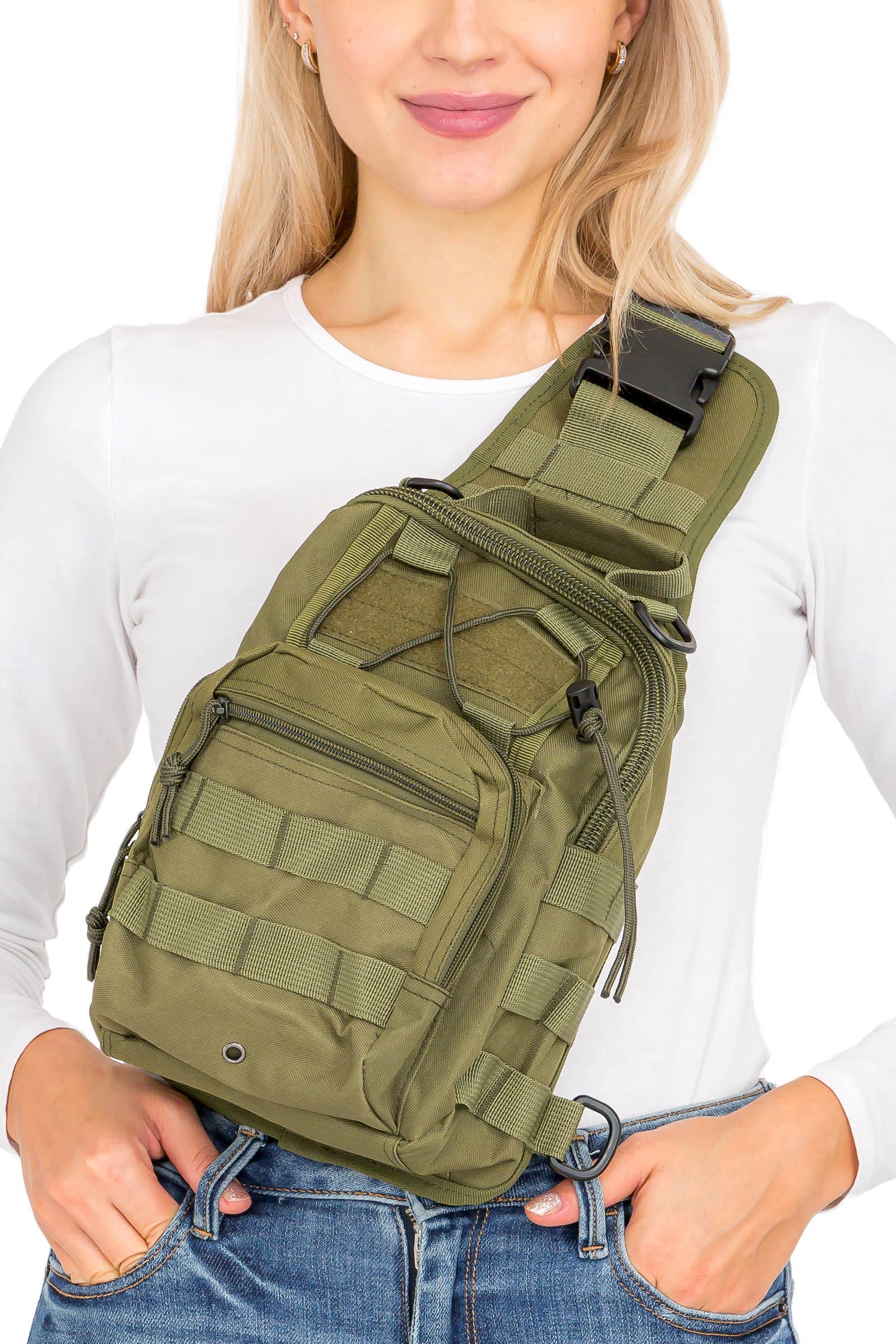 Cap Zone - Wholesale Crossbody Bag - Women's - Solid Tactical Utility Heavy Duty Durable Poly Sling Bag13