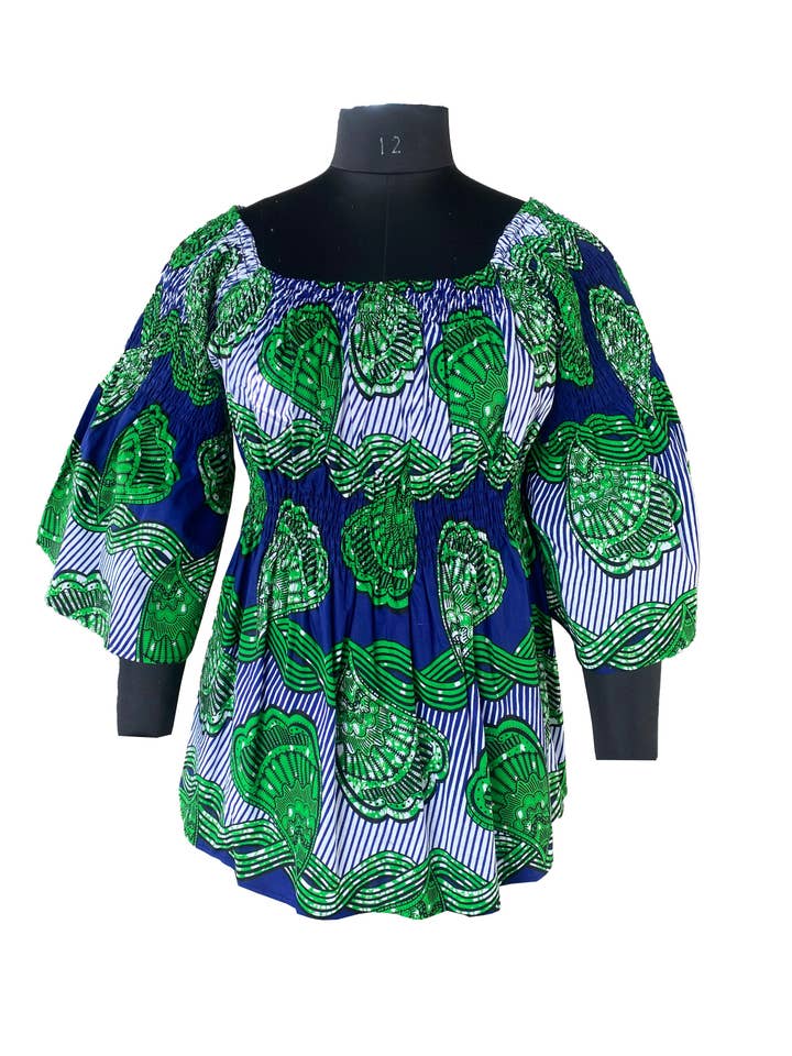 African Ladies Smocked Peplum Blouse | One Size for wholesale by Satsuma Wholesale