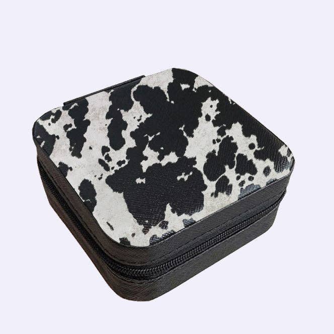 The Front Porch Label - Wholesale Jewelry Box/Organizer - Black Cowhide Square Jewelry Case1