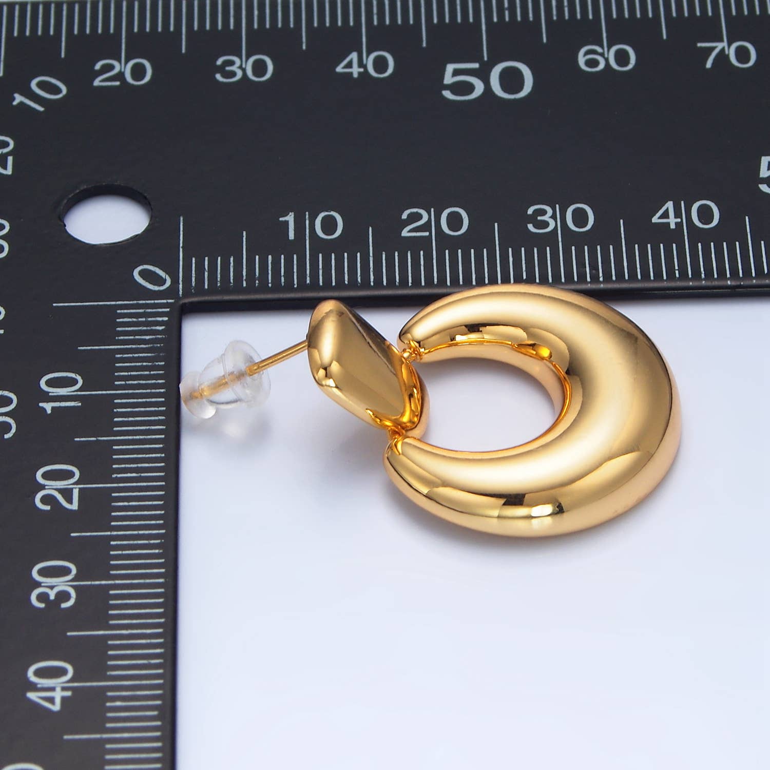 Aim Eternal - Wholesale Stud/Post Earrings - 24K Gold Filled Bubble Door Knocker Drop Studs | AD7713