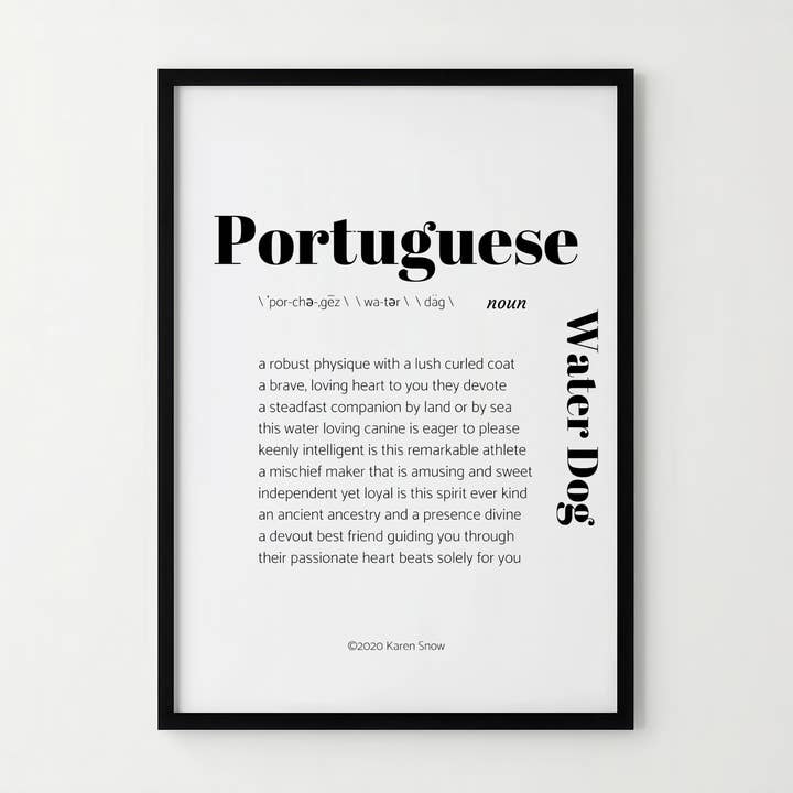 Impression de poésie sur le chien d'eau portugais, impression artistique 20x25 cm pour la vente par Quill & Keepsake