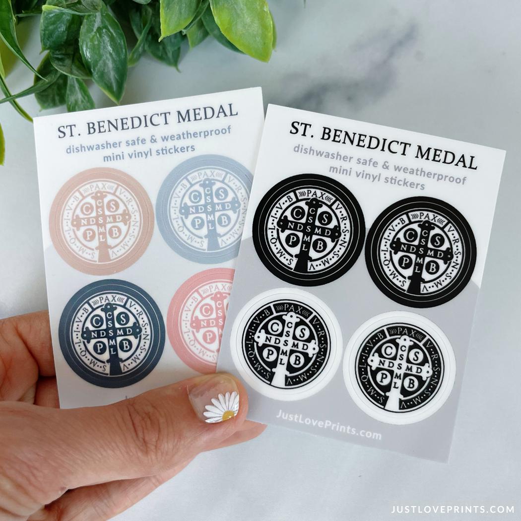 Just Love Prints - Catholic Stickers & Gifts - Wholesale Sticker - Mini St. Benedict Medal Sticker Sheet6