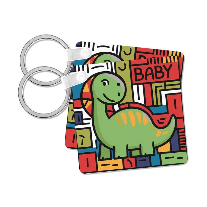 3dRose - Wholesale Keychain – Unisex - 3dRose, Funny Cute Cool Artistic Baby Apatosaurus Dinosaur Abstract Pattern, Key Chain0