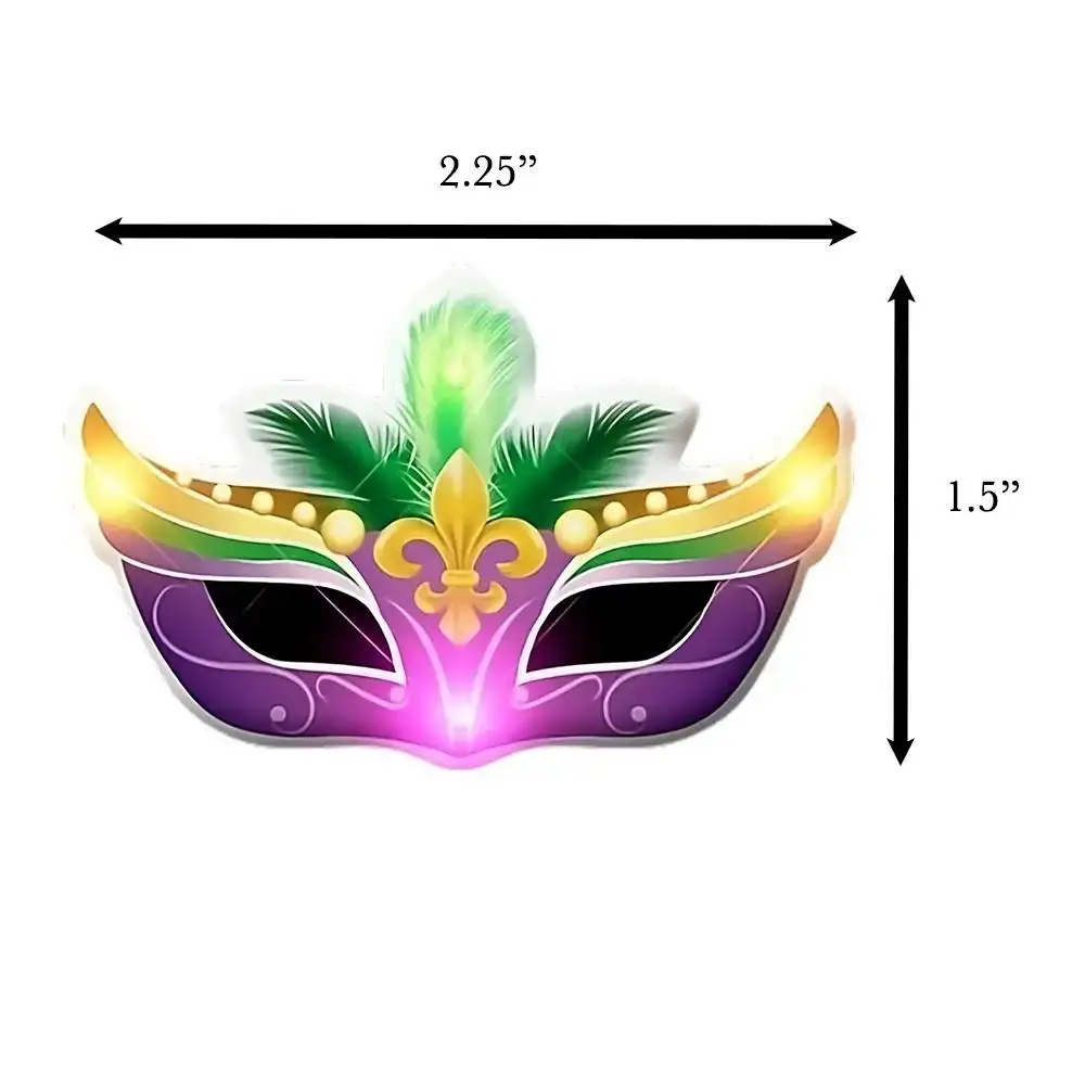 Blinkee.com, LLC - Venta al por mayor Botón/prendedor - Alfileres para mascarillas parpadeantes de Carnival New Orleans para Mardi Gras3