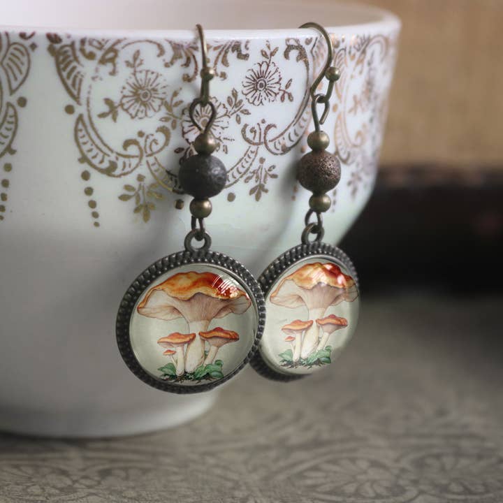 Chantarelle Mushrooms Glass Cabochon Cottagecore Earringss and other Purchase Wholesale corelle. Free Returns & Net 60 Terms on Faire trending on Faire.