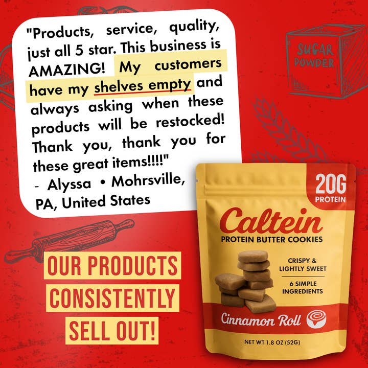 Caltein - Wholesale Cookie - Protein Butter Cookies | Sampler 4-Pack | High Protein Snack2