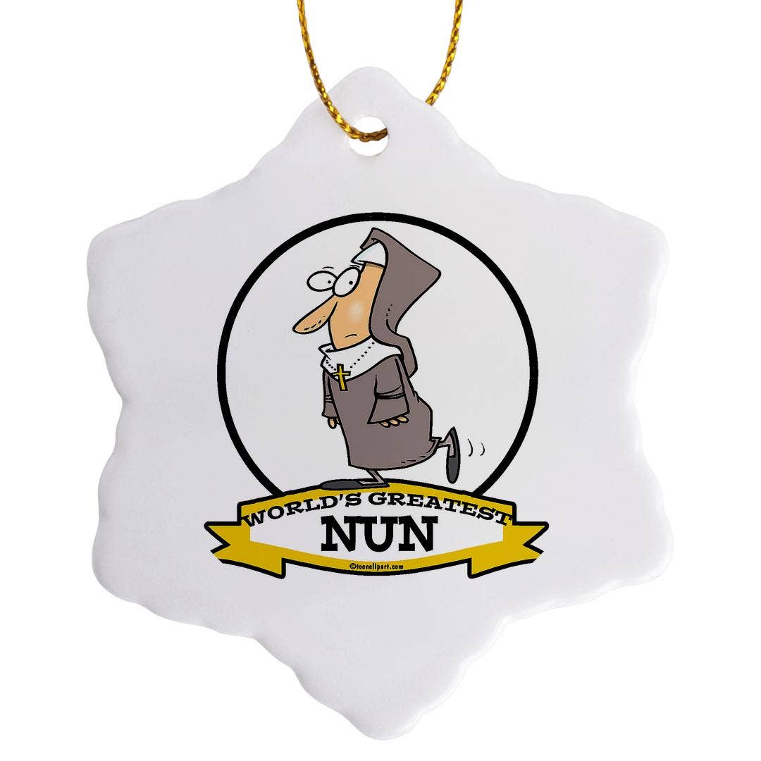 3dRose - Wholesale Ornament - 3dRose, Funny Worlds Greatest Nun Cartoon, Ornament7