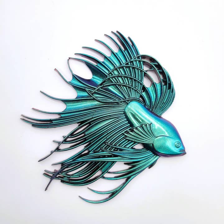 JEMS of the Sea - Wholesale Wall Accent - 6" Resin Betta Fish Wall Art - Holographic Color Shift15