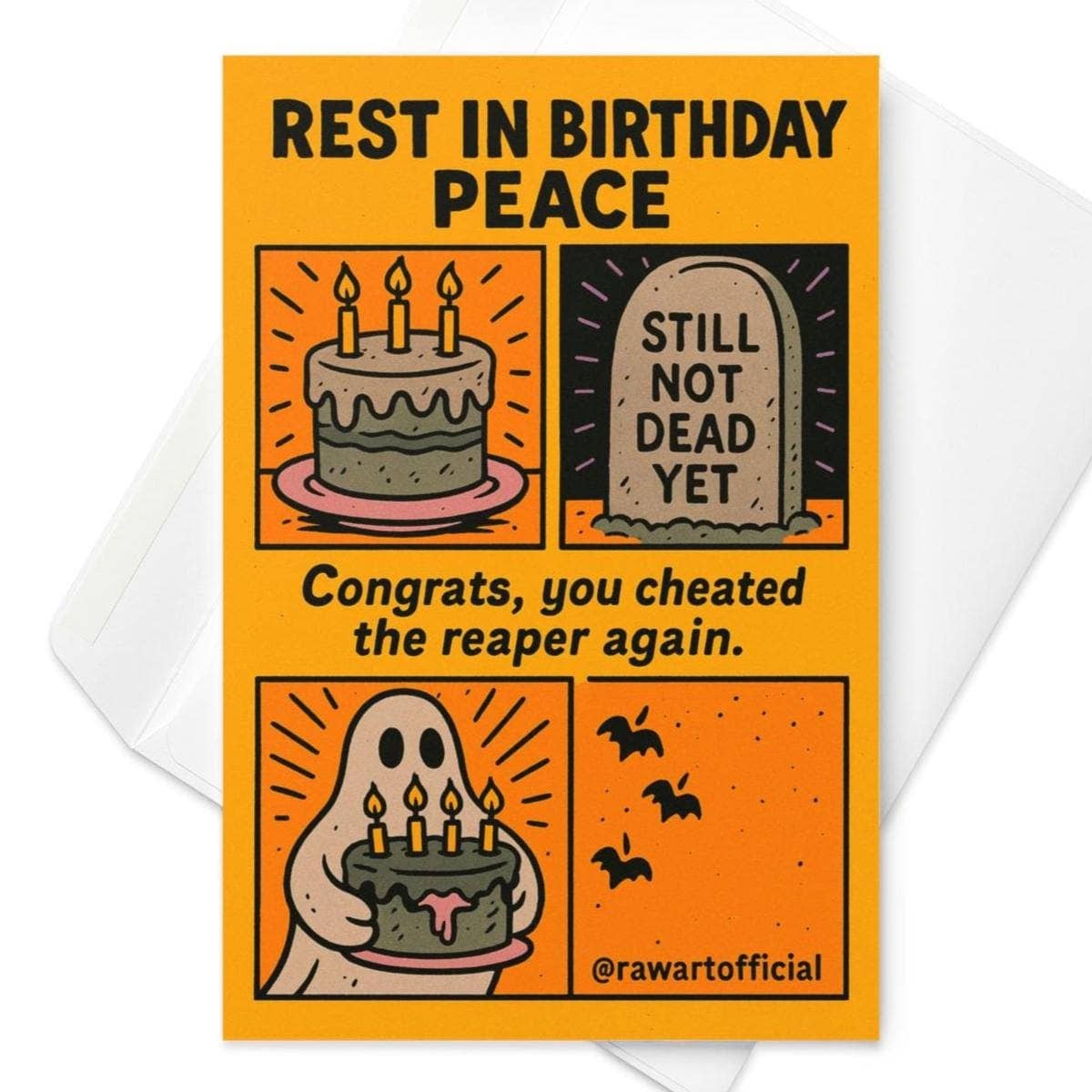 Hot Mess Paper Co. - Wholesale Verjaardagskaartje - Grappige Geest Halloween Verjaardagskaart: Spookachtig Grafsteenontwerp1