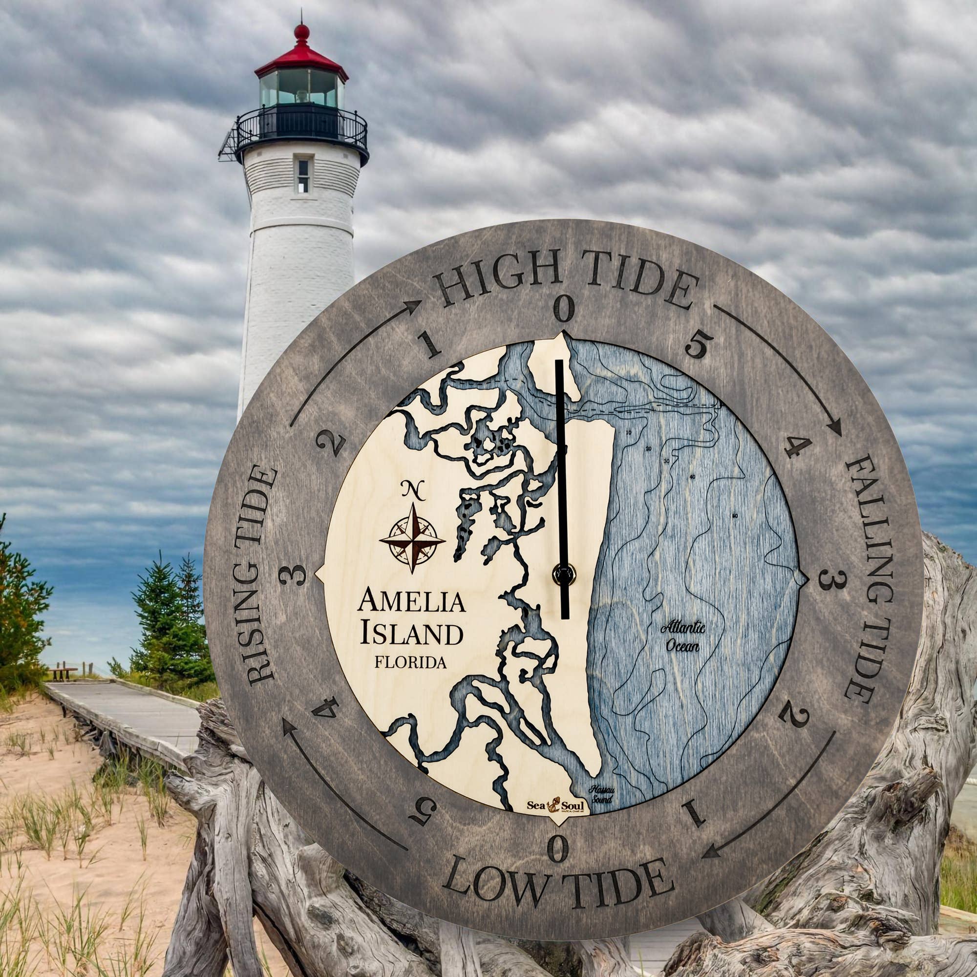 Sea & Soul Nautical Chart Art - Wholesale Wall Clock - Florida East Coast Nautical Chart Tide Clock-Many Locations13