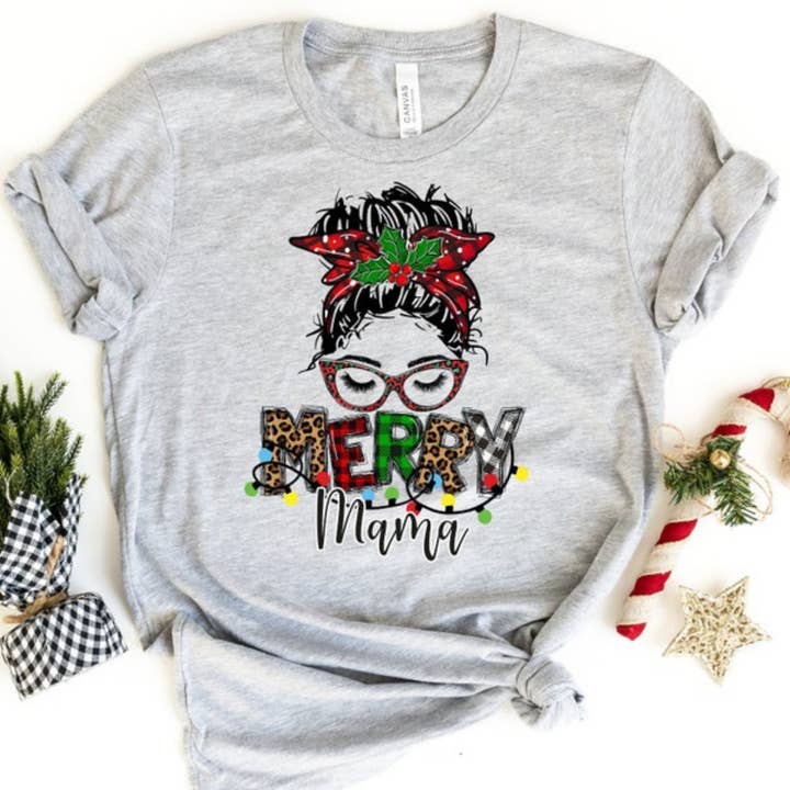 Merry Mama Christmas Tshirt for wholesale by Londas Trendy Tees