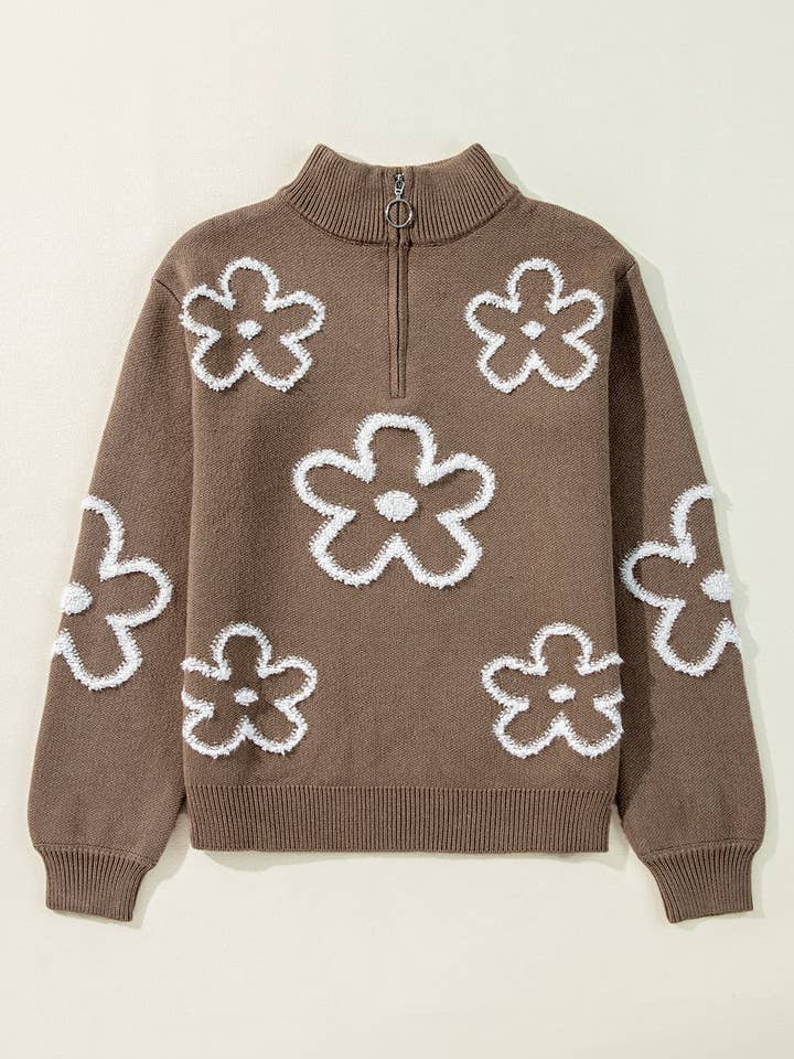 Eleanor Half Zipper Stand Sweater for wholesale by Threaded Pear