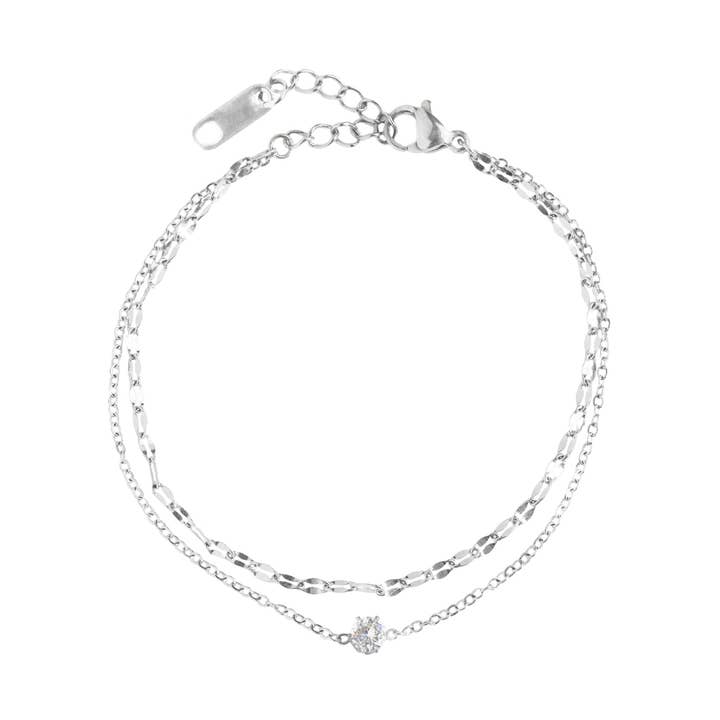 BIJOU SILVER DAINTY DUO SOLITAIRE BRACELET for wholesale by MAI DESIREE