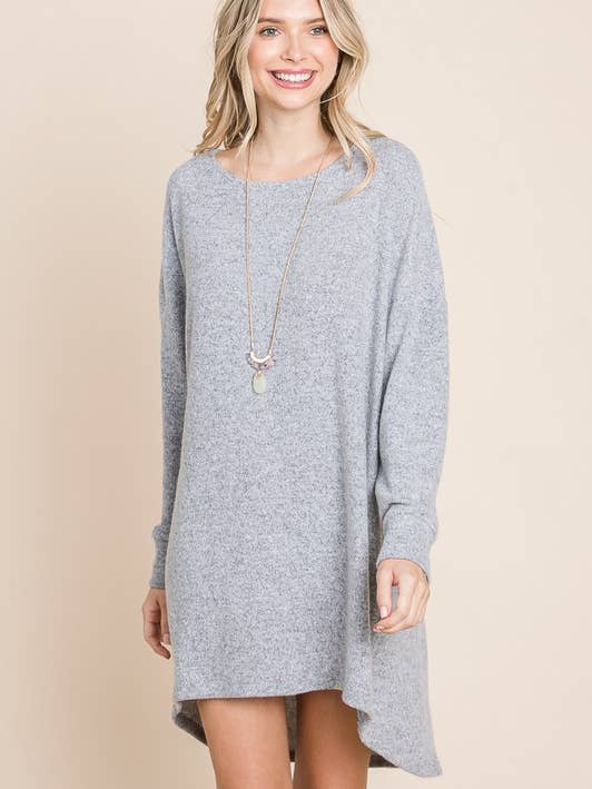 ETK-8625-PL Plus Size Two-Tone High Low Tunic Top for wholesale by Emerald Collection