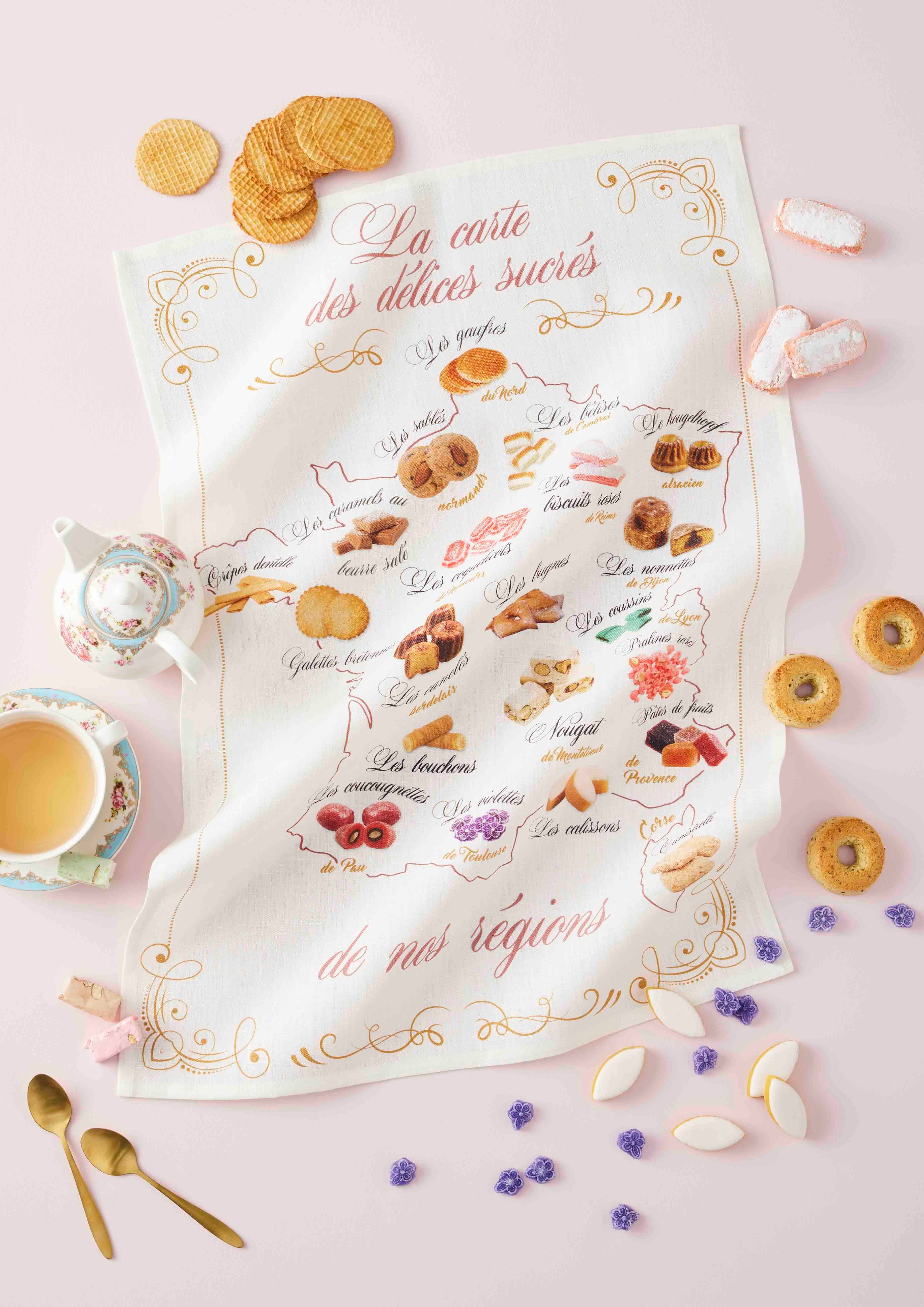 Coucke - Venta al por mayor Paños de cocina - Carta Gourmet - paño impreso 50x75 en mezcla de lino y algodón1