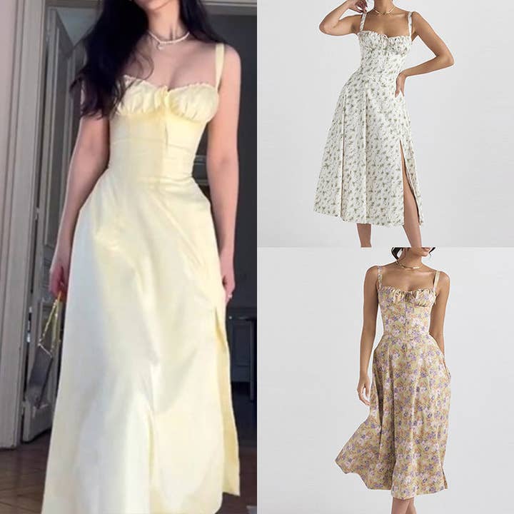 Elegante mouwloze maxi-jurk met hoge taille en bloemenprint voor wholesale door Halcyon Outfitters®