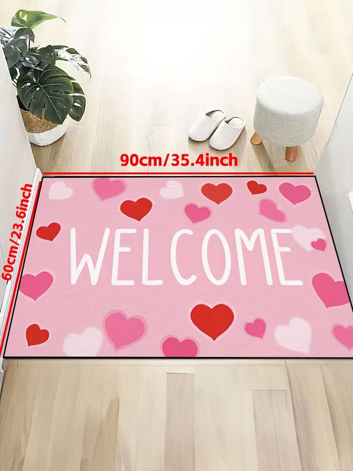 LDC WELCOME Heart Print Non-slip Door Mat for wholesale by Little Daisy Closet
