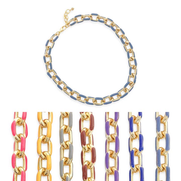 ANK309 - Enamel Paperclip Chain* for wholesale by OMG Blings