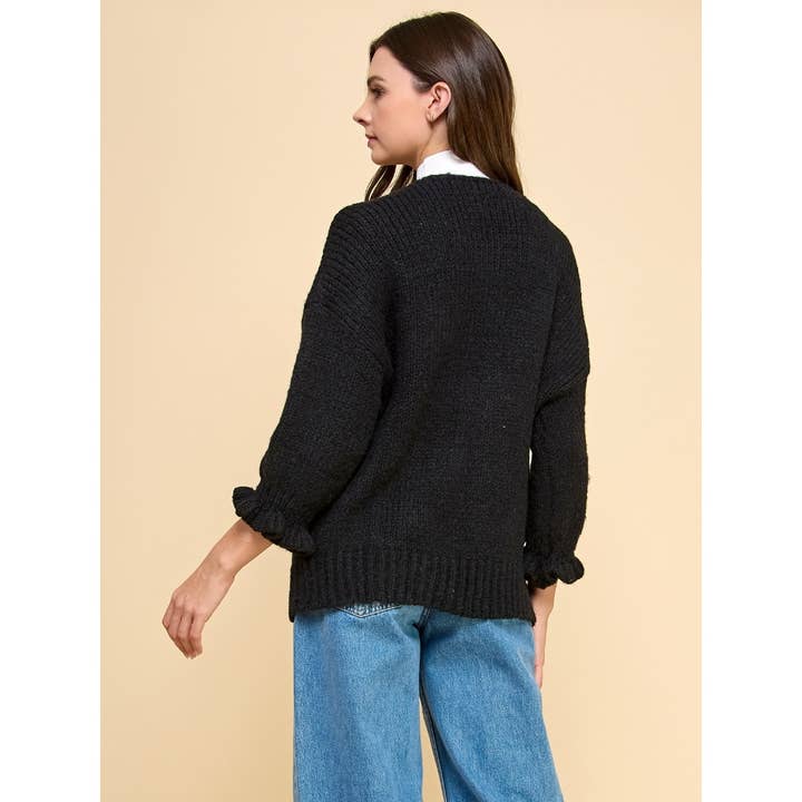 Veveret - Wholesale Cardigan - Women's - Knit Cardigan with Fornt Tie Ribbon 11