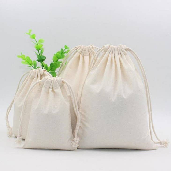 Pack Of 100 Natural Cotton Drawstring Pouch, Jewelry Packaging Bag, Custom  Wedding Favor Bags