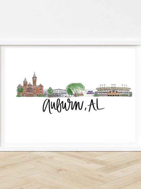 Impressão de Arte do Horizonte de Auburn, AL Alabama 8X10 por atacado de Thirteenwinks