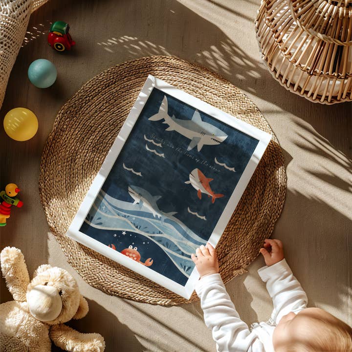 Seven Icons Store – wholesale Väggdekor - Barn och baby – Sharks Nursery Sea Life affischtryck