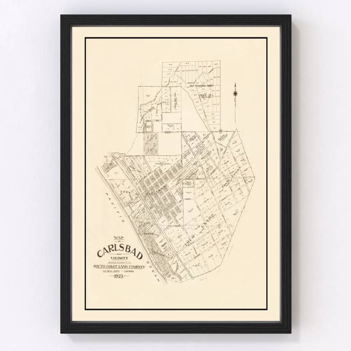 Vintage Map of Carlsbad, California 1923 for wholesale by Ted's Vintage Art