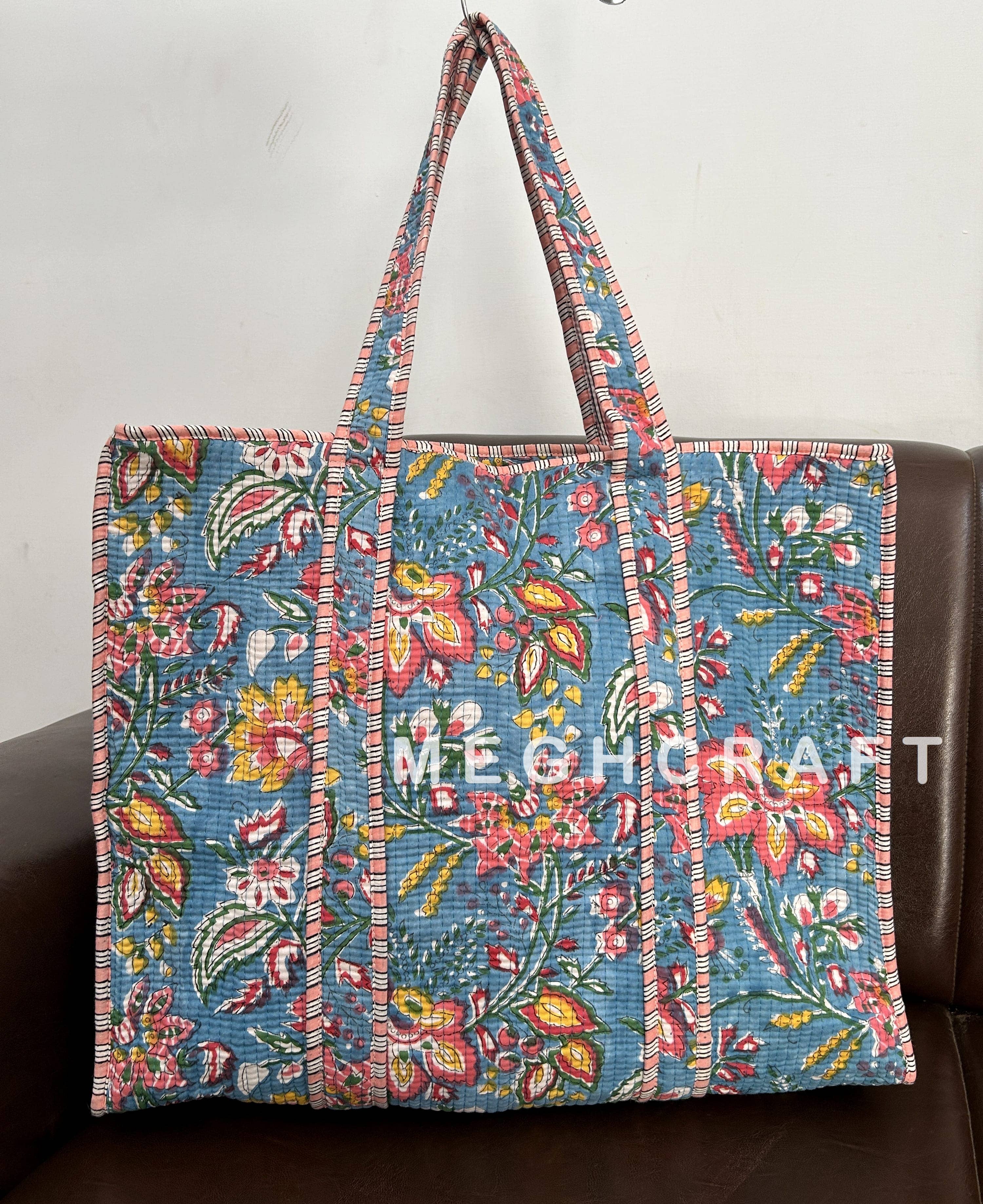 Meghcraft - Wholesale Tote Bag - Women's - Assorted Cotton Quilted Multipurpose Tote Bag | Beach Bag12