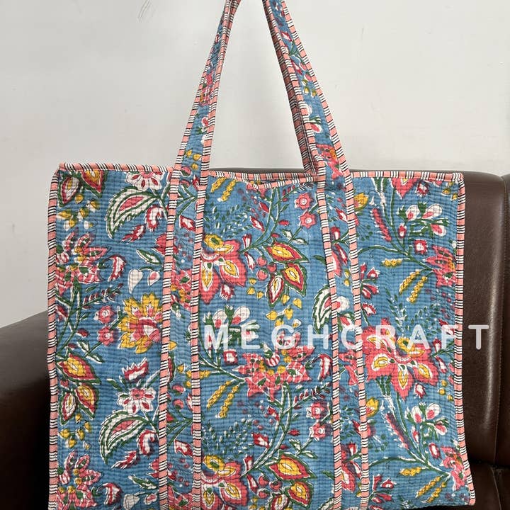 Meghcraft - Wholesale Tote Bag - Women's - Assorted Cotton Quilted Multipurpose Tote Bag | Beach Bag12