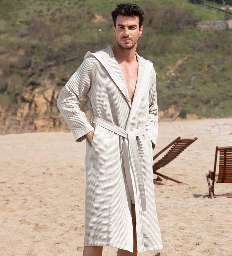 SEYANTE - Wholesale Robe - Men's - Men's Hooded Turkish Cotton Waffle Robe1