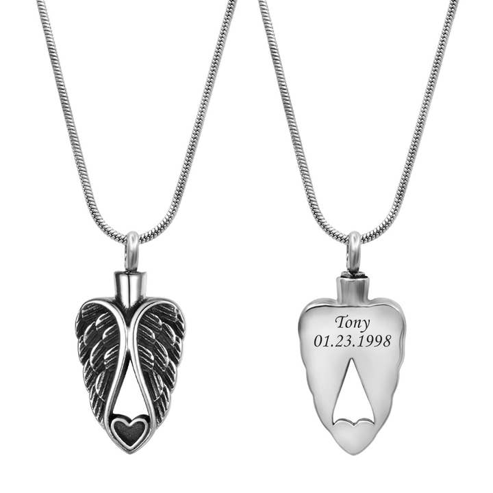 Anavia - Vendita all'ingrosso Collana con ciondolo/pendaglio - Collana commemorativa con cenere a forma di angelo custode a forma di cuore