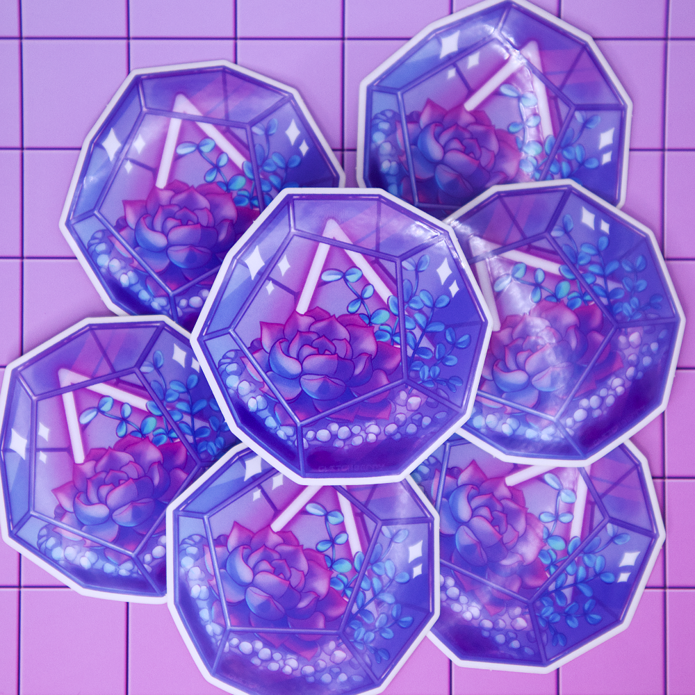Glitchberry - Wholesale Sticker - Succulent Terrarium Clear Vinyl Sticker1