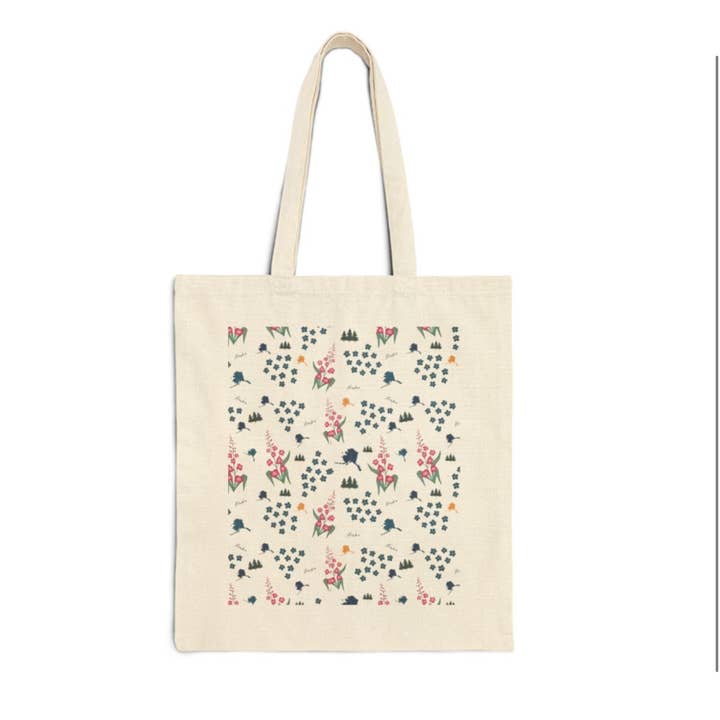 Fireweed Alaska Pattern Natural Cotton Bag for wholesale by Sarah Cochran Artist
