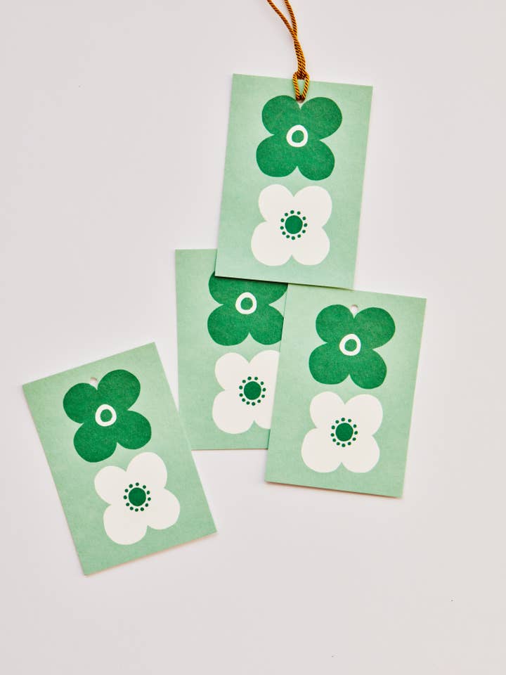 Gift Tags - Set of 8 Flower Green for wholesale by Heather Evelyn