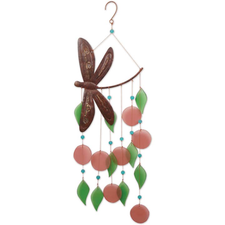 Dragonfly Seaglass Chime - 95026 for wholesale by Sunset Vista Designs