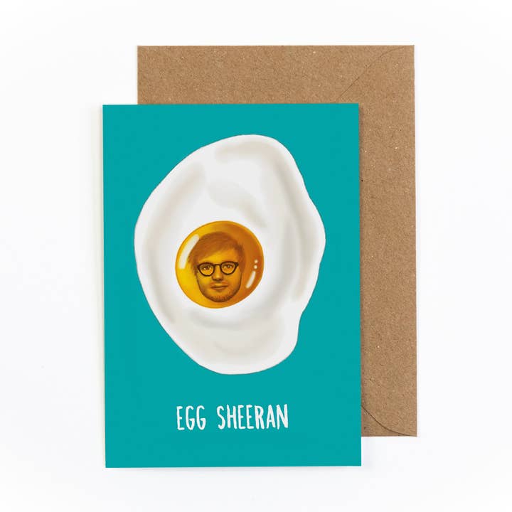 Egg Sheeran Greetings Card for wholesale by Amy Illustrates